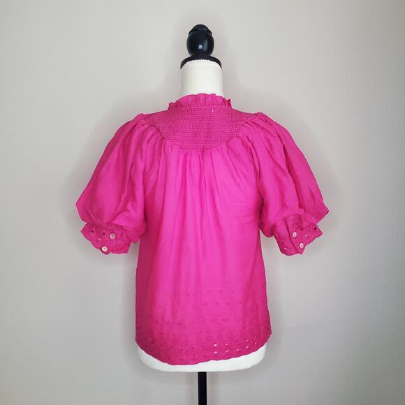 House of Harlow Pink Eyelet Blouse XS - Picture 3 of 9